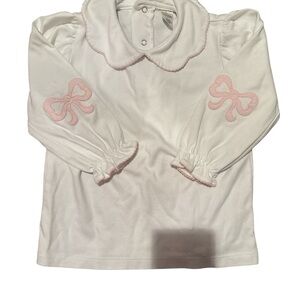 The Beaufort Bonnet Company White Long Sleeve Tee with Pink Bow Details